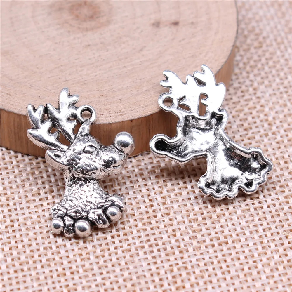 29x19mm 3g Multicolor Zinc Alloy Christmas Deer Charm Pendant for DIY Bracelet Necklace Making