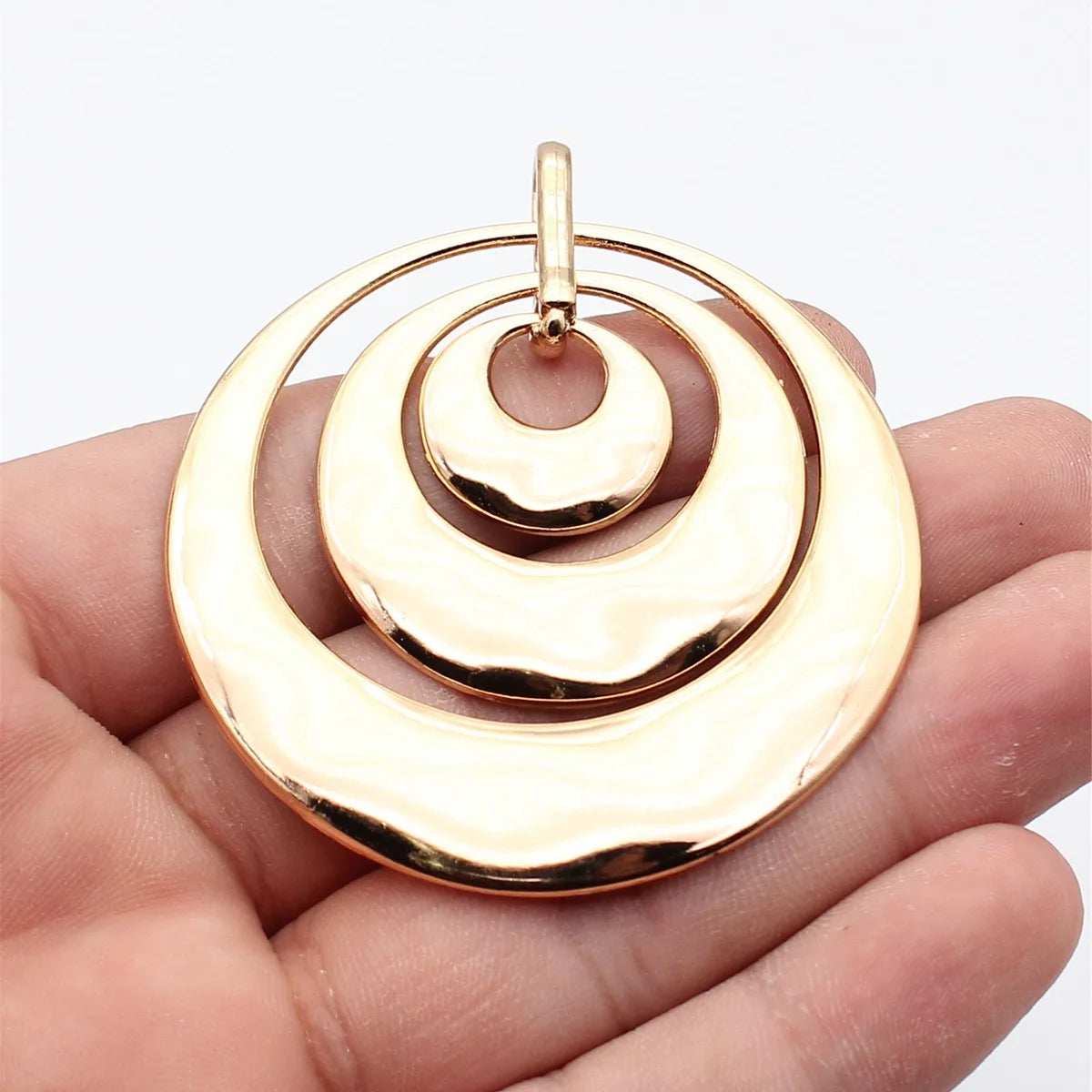 70x60mm 14.1g KC Gold Zinc Alloy Three Layer Round Ring Large Charm Pendant for DIY Necklace Making