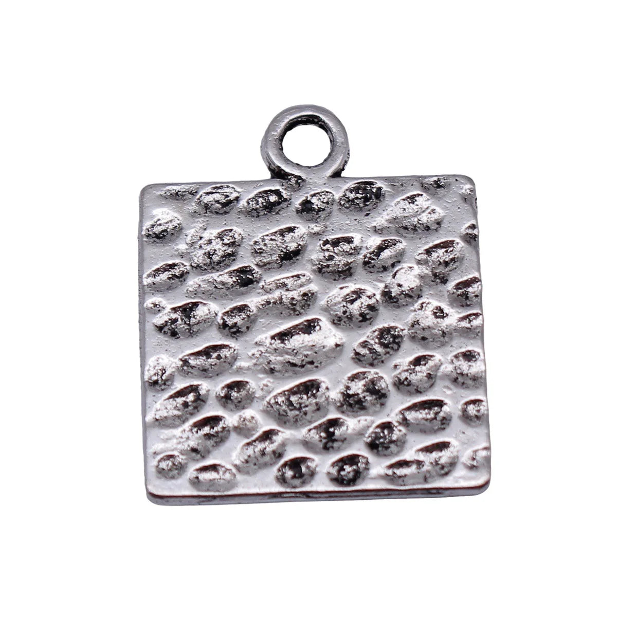 25x20x1.3mm 2.8g Antique Silver Zinc Alloy Hammered Square Tag Charm Pendant for DIY Jewelry Making