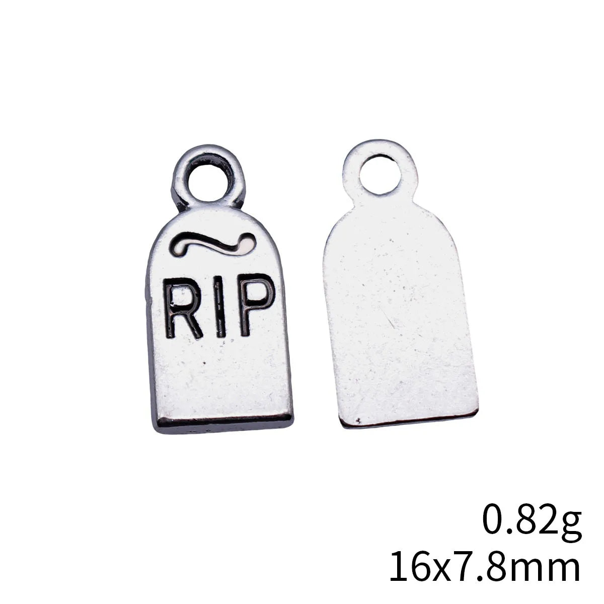 16x7.8mm 0.82g Antique Silver Zinc Alloy RIP Rest In Peace Tag Charm Pendant for DIY Jewelry Making