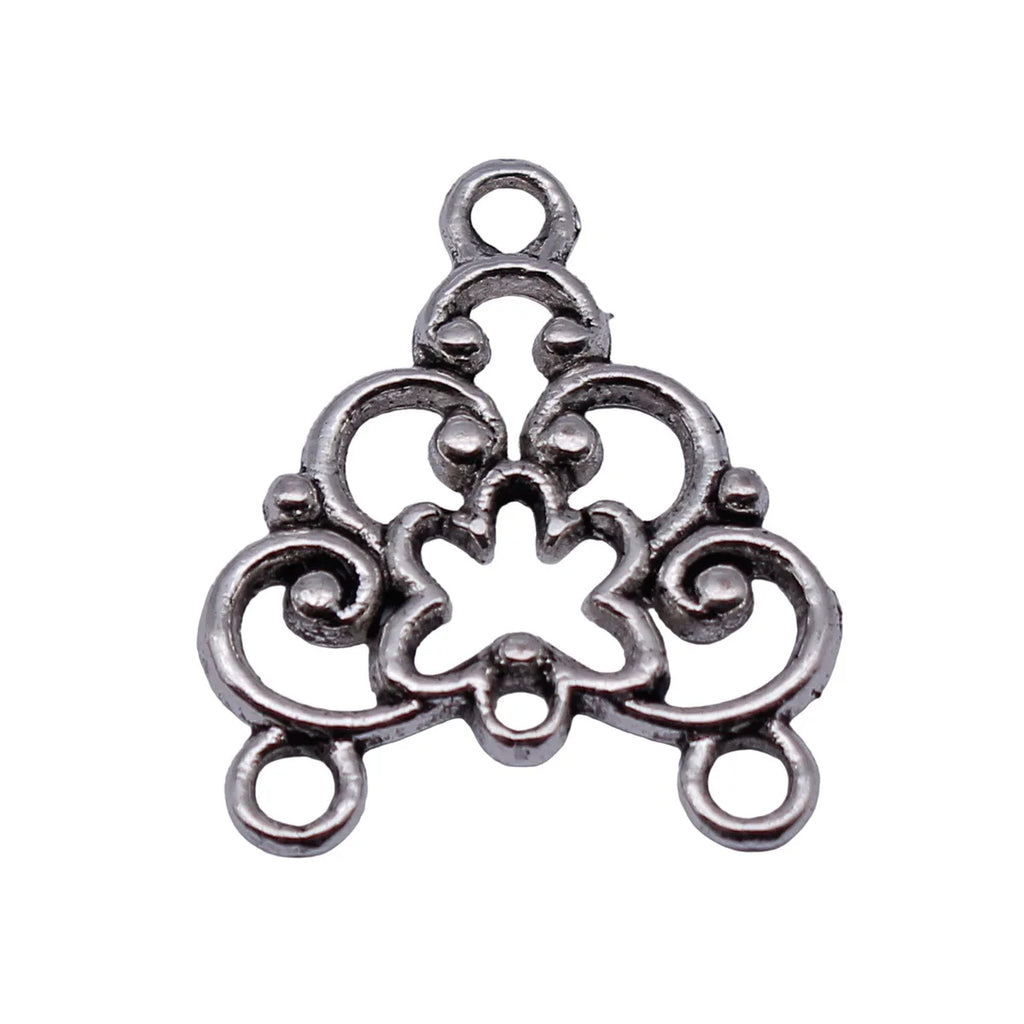 22x19mm 1.3g Antique Silver Zinc Alloy Hollow Earring Connector Charm for DIY Earring Jewelry Making