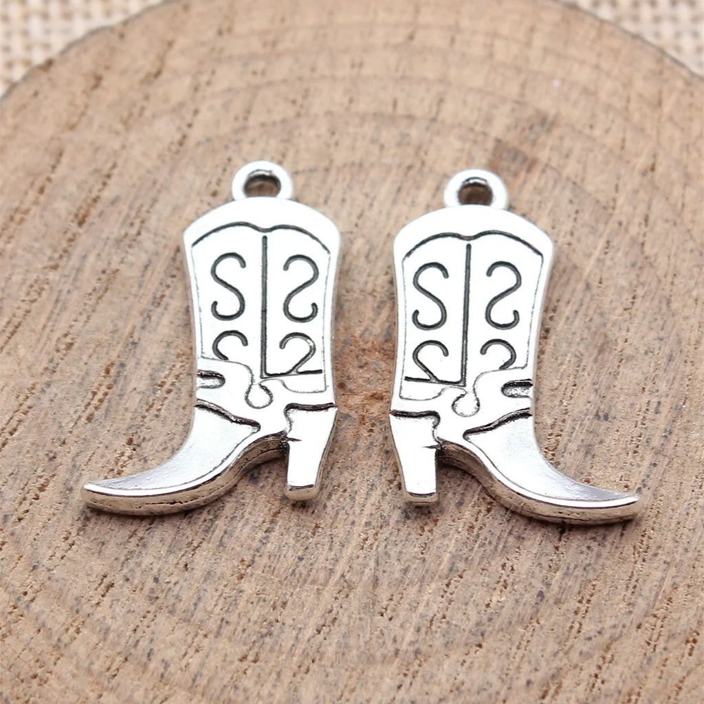 25x16mm 2.2g Multi Color Zinc Alloy Double Sided Cowboy Boot Charm Pendant for DIY Western Jewelry Making