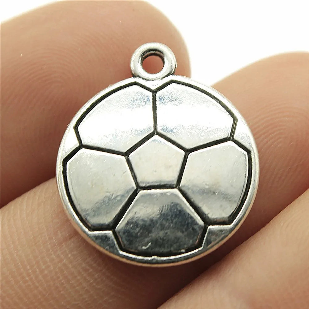 22x19mm 3.8g Antique Silver Zinc Alloy Soccer Ball Charm Pendant for DIY Bracelet Necklace Making