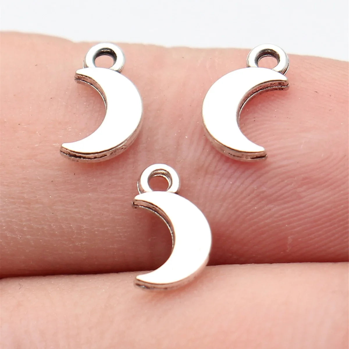 9.9x5.6mm 0.22g Multicolor Zinc Alloy Moon Charm Pendant for DIY Bracelet Necklace Jewelry Making