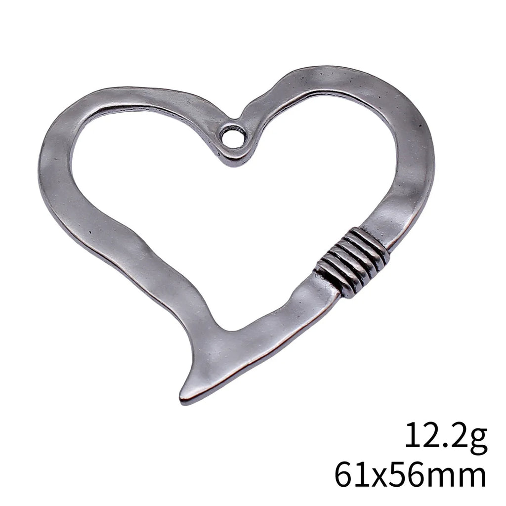 61x56mm 12.2g Antique Silver Zinc Alloy Heart Charm Pendant for DIY Necklace Bracelet Jewelry Making