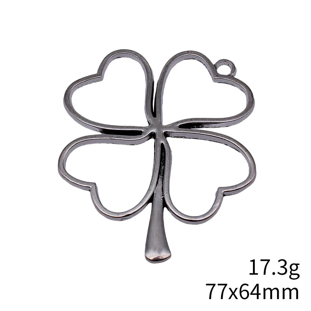 77x64mm 17.3g Antique Silver Zinc Alloy Large Hollow Four Leaf Clover Charm Pendant for DIY Jewelry