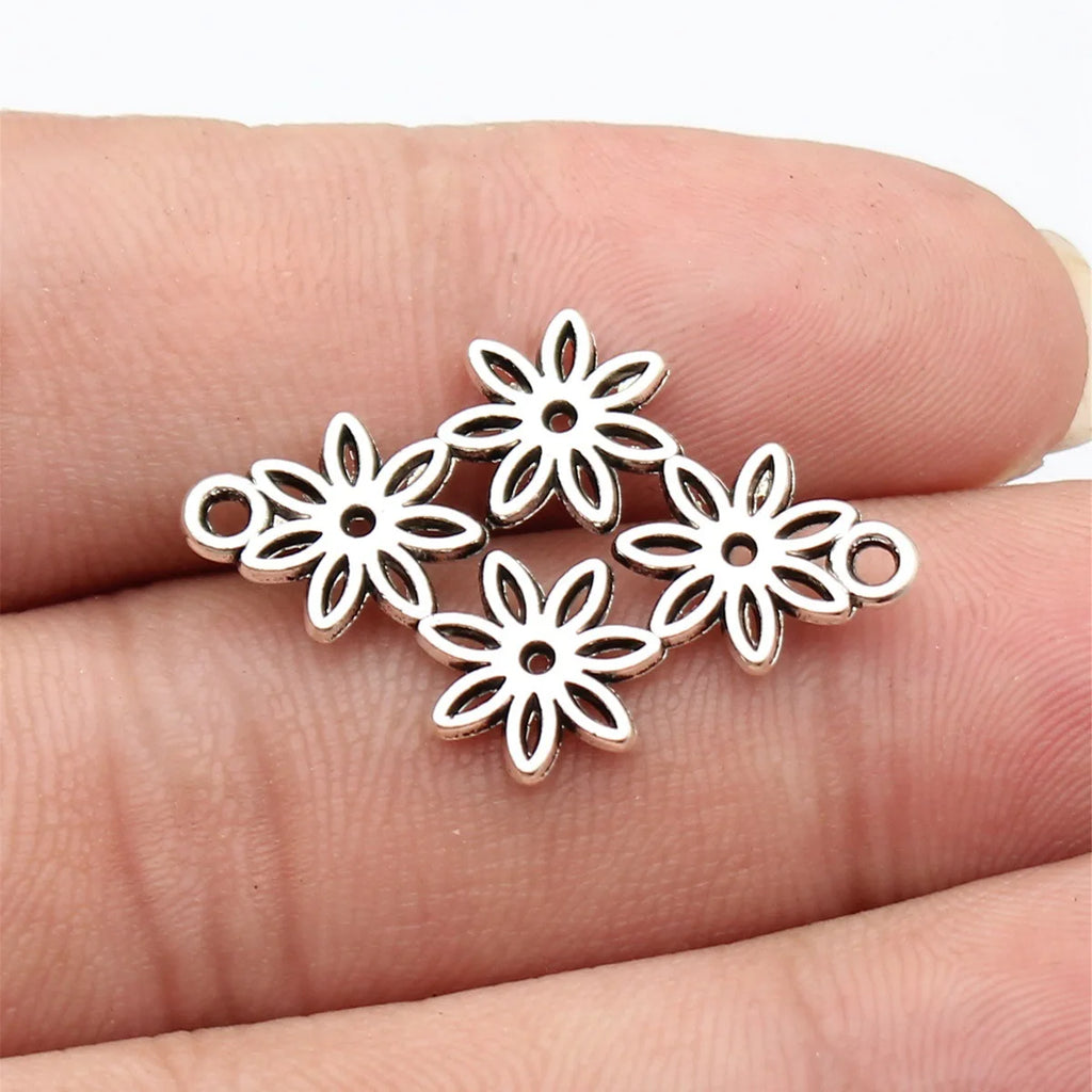 30x21mm 1.7g Multicolor Zinc Alloy Flower Diamond Connector Charm for DIY Earrings Bracelet Making