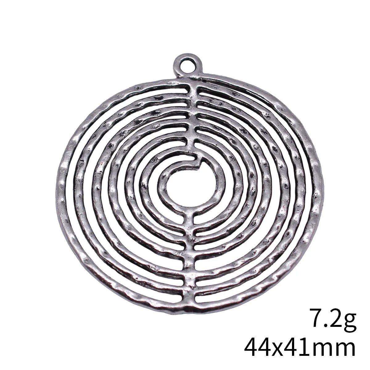 44x41mm 7.2g Antique Silver Zinc Alloy Layered Hammered Round Ring Charm Pendant for DIY Necklace