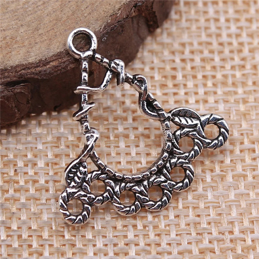 25x25mm 1.4g Antique Silver Zinc Alloy Twisted Rope Round Connector Charm for DIY Earrings Jewelry