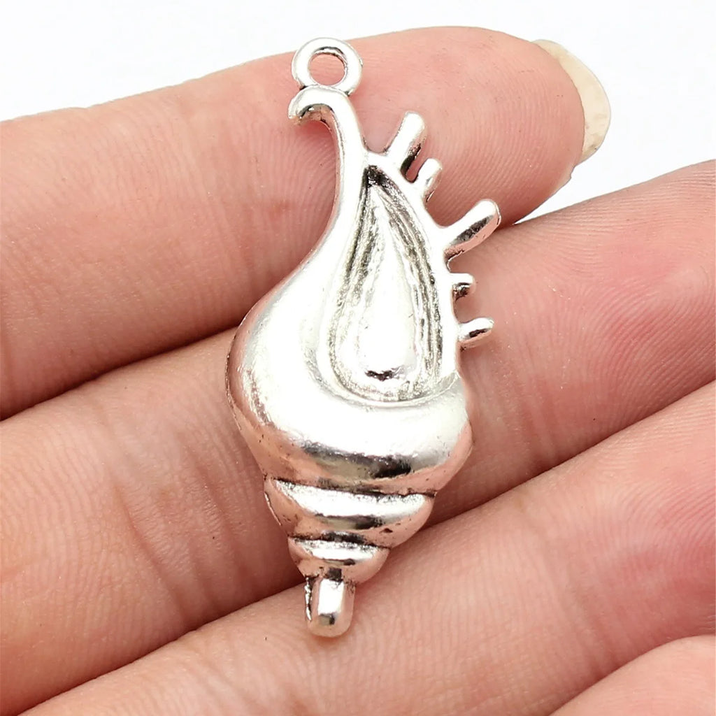 45x18mm 6.2g Antique Silver Zinc Alloy Conch Shell Charm Pendant for DIY Necklace Bracelet Making