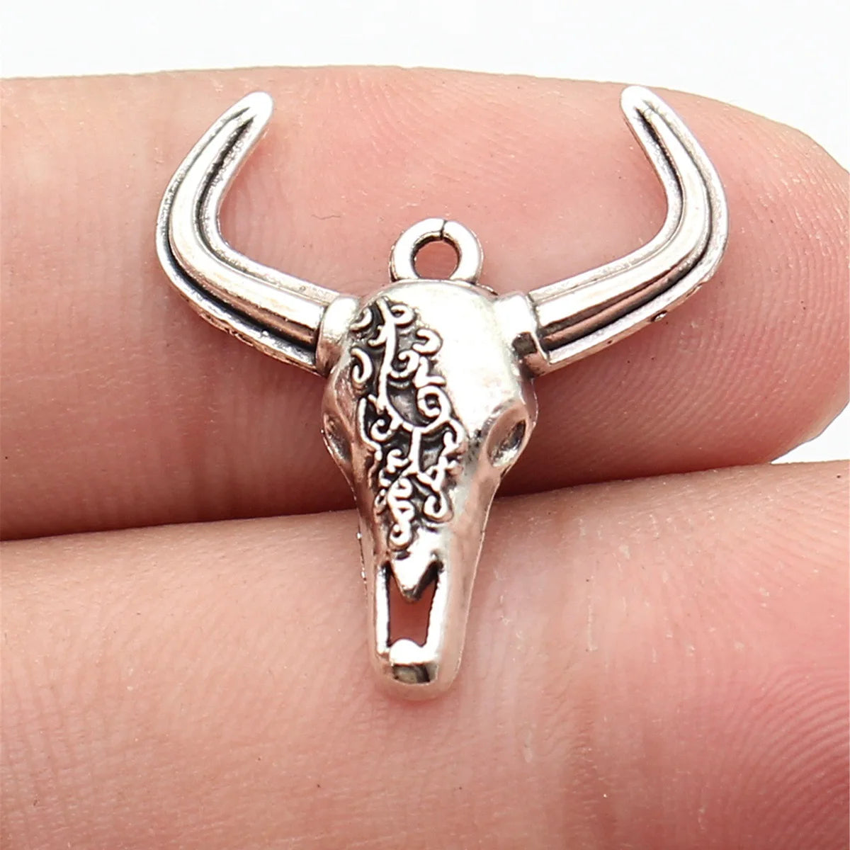 25x23mm 1.4g Antique Silver Zinc Alloy Bull Head Charm Pendant for Western Jewelry Making
