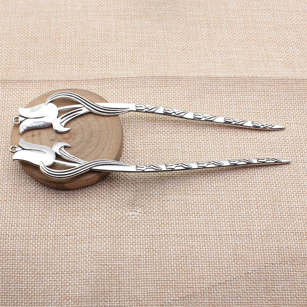 160x26mm 18g Antique Silver Zinc Alloy Flower Tulip Bookmark Jewelry Finding for DIY Book Charm Gifts