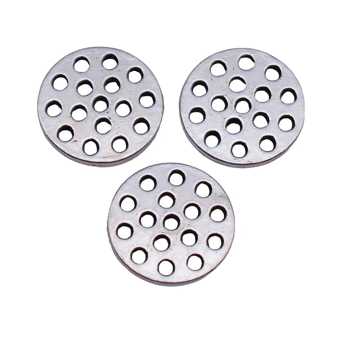 9.5x9.5x1.1mm 0.4g White K Plated Zinc Alloy Multi-Hole Round Disc Jewelry Findings for DIY Bracelet Making