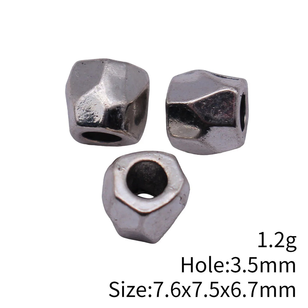 7.6x7.5x6.7mm 1.2g Antique Silver Zinc Alloy Hammered Texture Spacer Beads for DIY Bracelet Jewelry Making