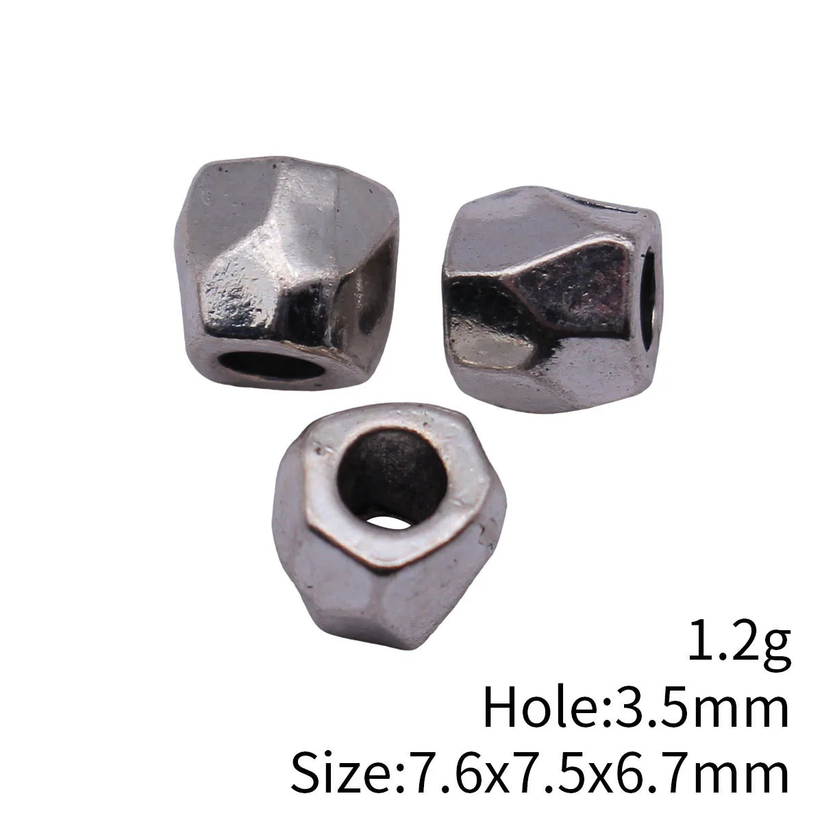 7.6x7.5x6.7mm 1.2g Antique Silver Zinc Alloy Hammered Texture Spacer Beads for DIY Bracelet Jewelry Making