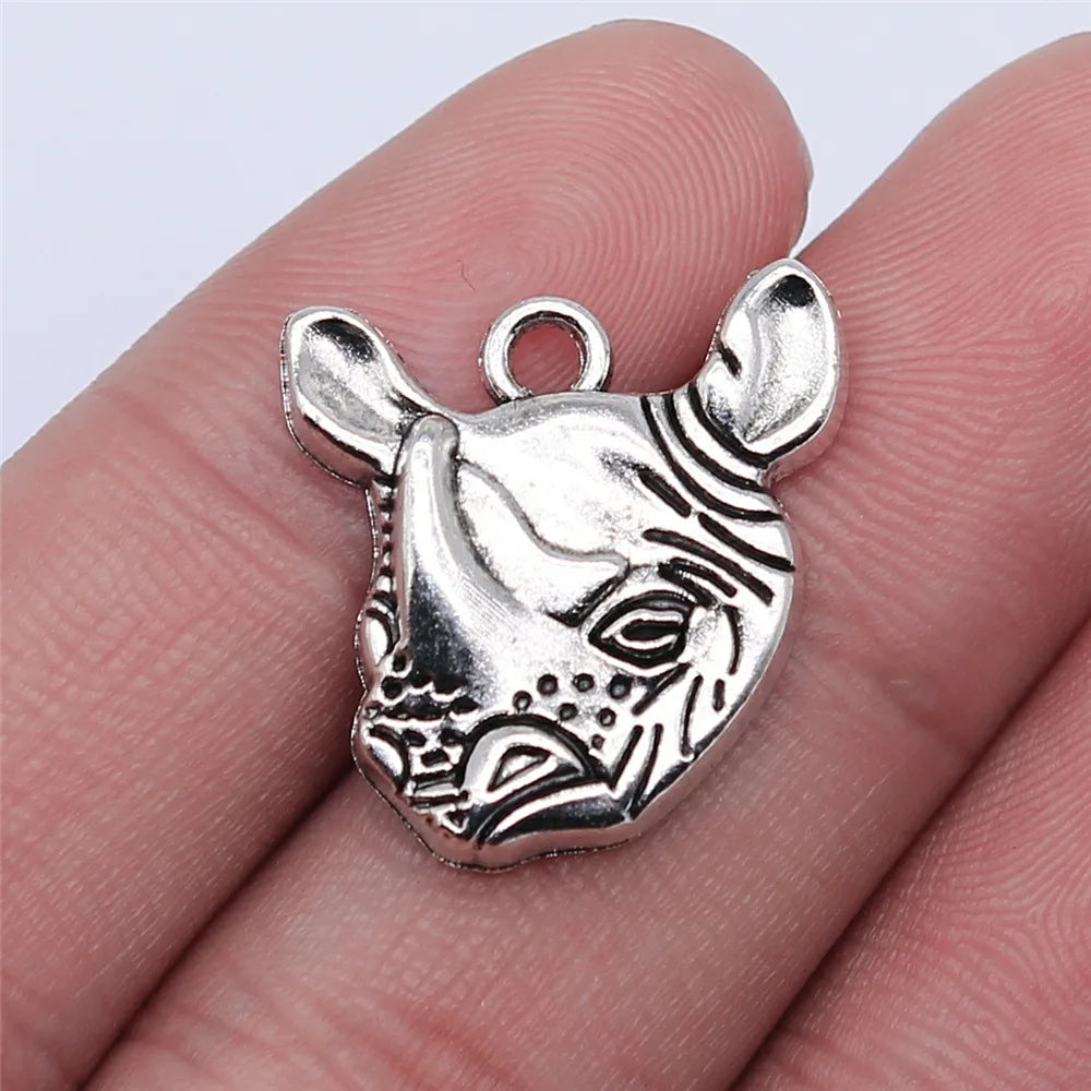 21x20mm 2.6g Antique Silver Zinc Alloy Rhinoceros Charm Pendant for DIY Necklace Bracelet Making