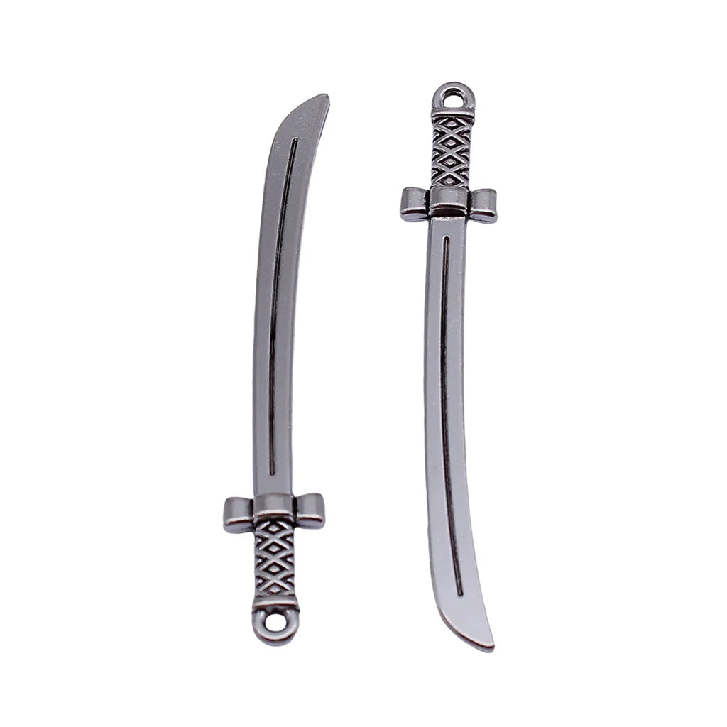 56x9.5mm 2.1g Antique Silver Zinc Alloy Samurai Sword Charm Pendant for DIY Necklace Jewelry Making