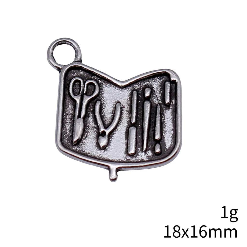 18x16mm 1g Antique Silver Zinc Alloy Manicure Tools Charm Pendant for DIY Bracelet Making