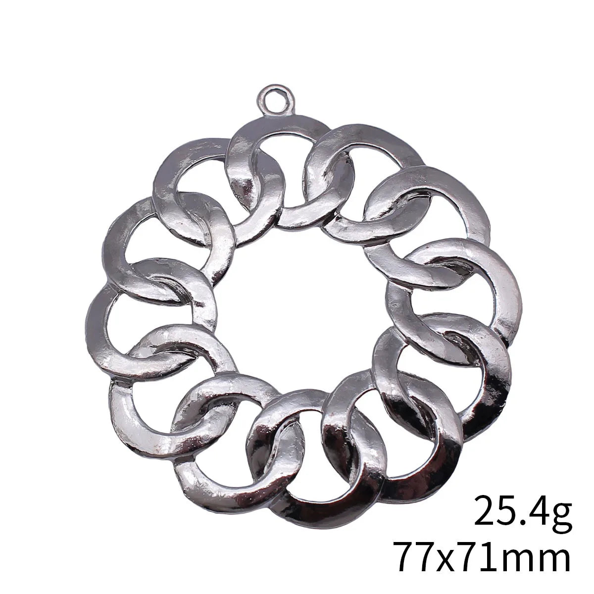 77x71mm 25.4g White K Color Zinc Alloy Hollow Geometric Interlocking Ring Charm Pendant for DIY Necklace