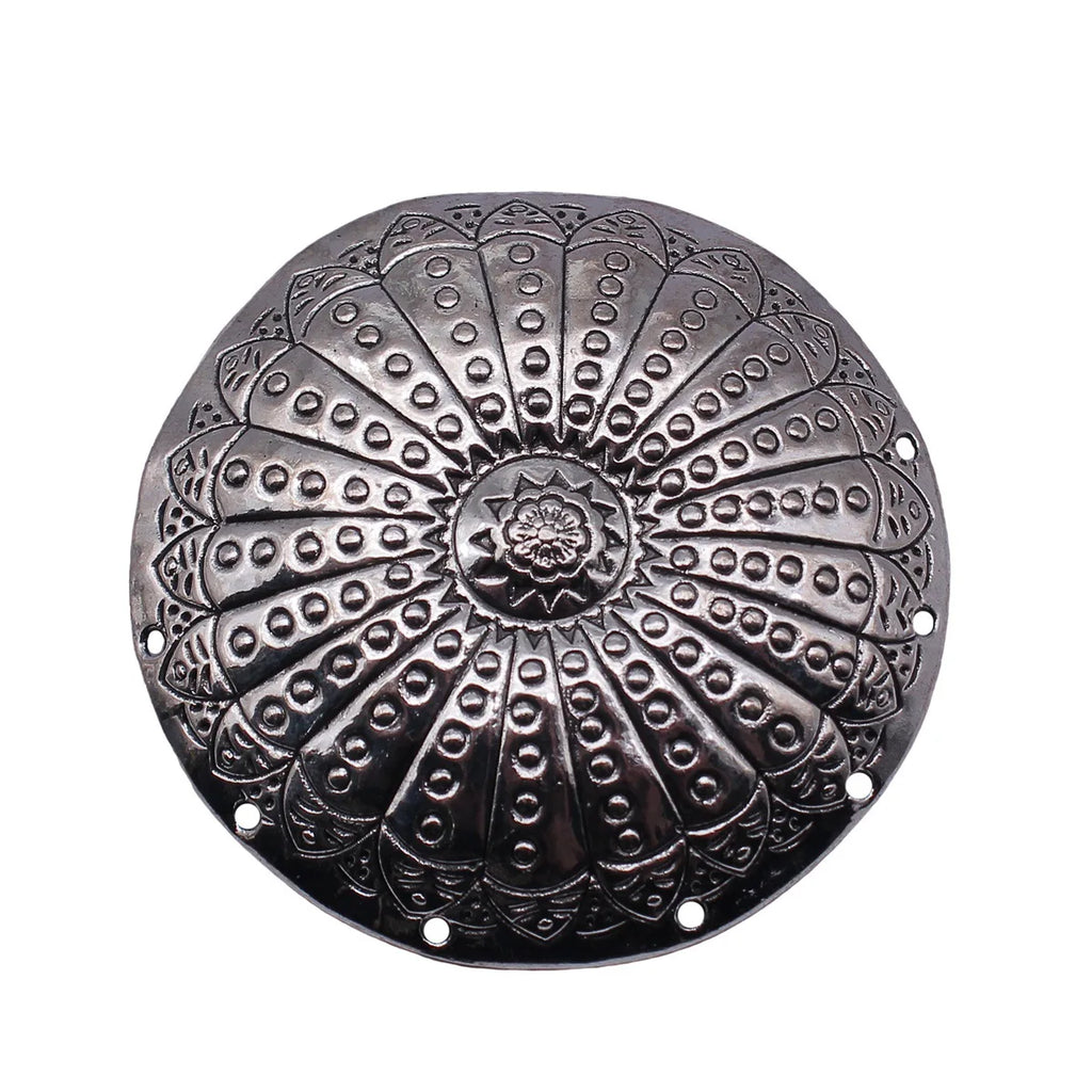 59x57mm 17.2g Antique Silver Tone Zinc Alloy Round Ring Textured Disc Connector Charm for DIY Necklace