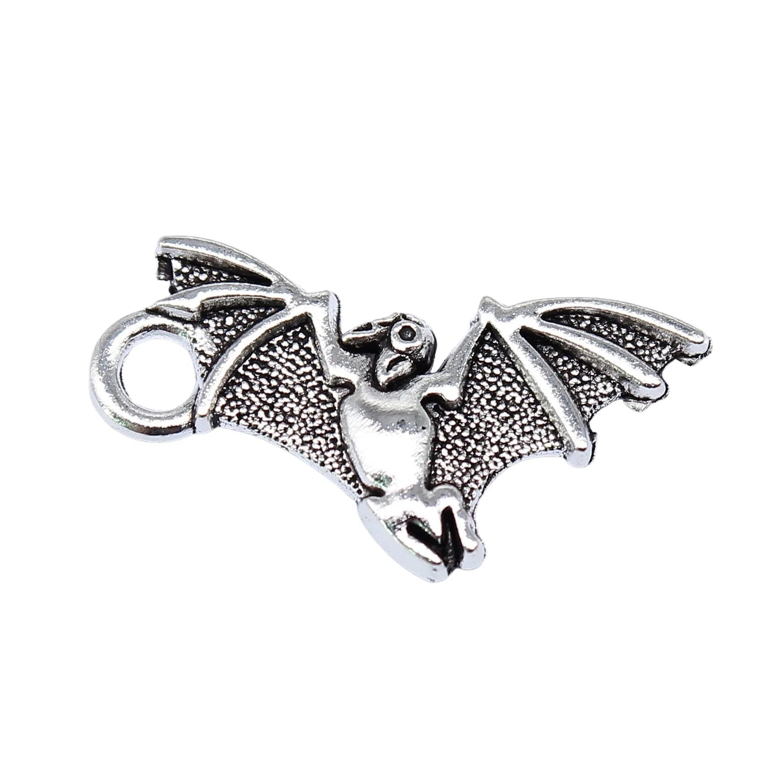 22x12mm 1.3g Antique Silver Zinc Alloy Bat Charm Pendant for DIY Gothic Necklace Earrings Jewelry Making