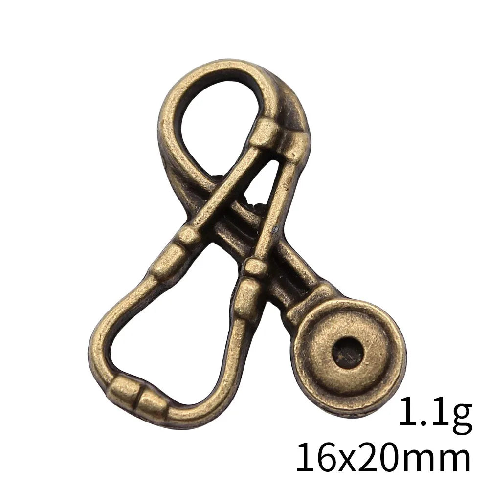 16x20mm 1.1g Antique Bronze Zinc Alloy Stethoscope Charm Pendant for DIY Medical Theme Jewelry