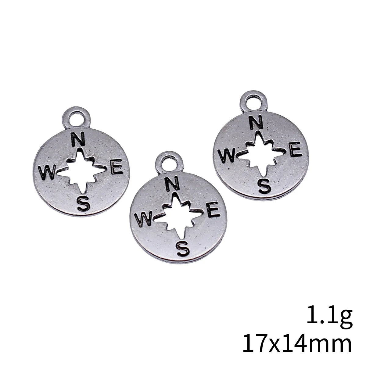 17x14mm 1.1g Antique Silver Zinc Alloy Hollow Compass Charm Pendant for DIY Travel Jewelry Making