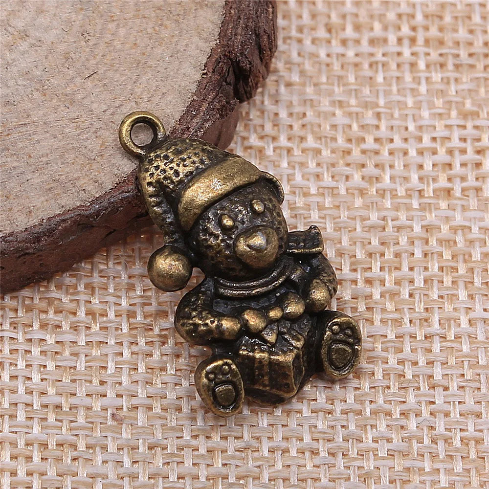 28x16mm 2.9g Multicolor Zinc Alloy Christmas Snowman Gift Charm Pendant for DIY Necklace Jewelry