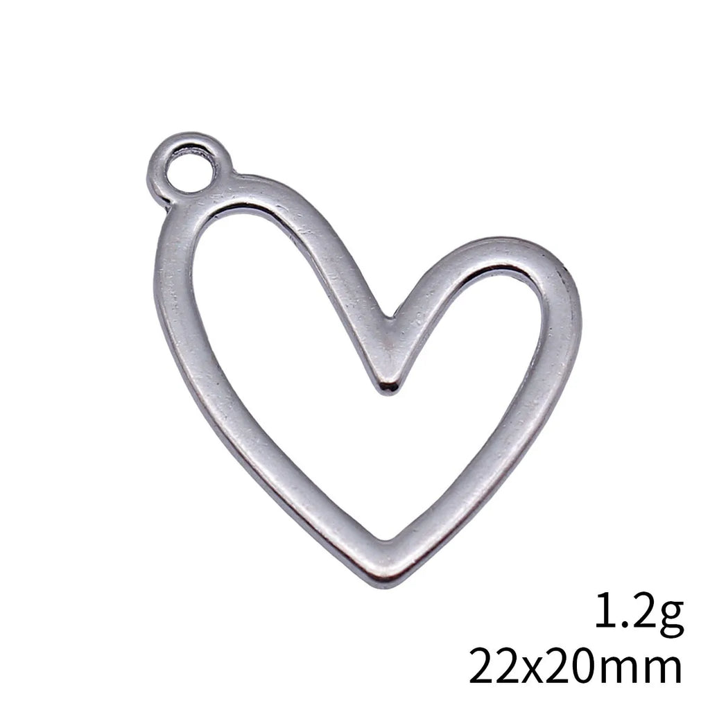 22x20mm 1.2g Multicolor Zinc Alloy Geometric Hollow Heart Charm Pendant for DIY Jewelry Making
