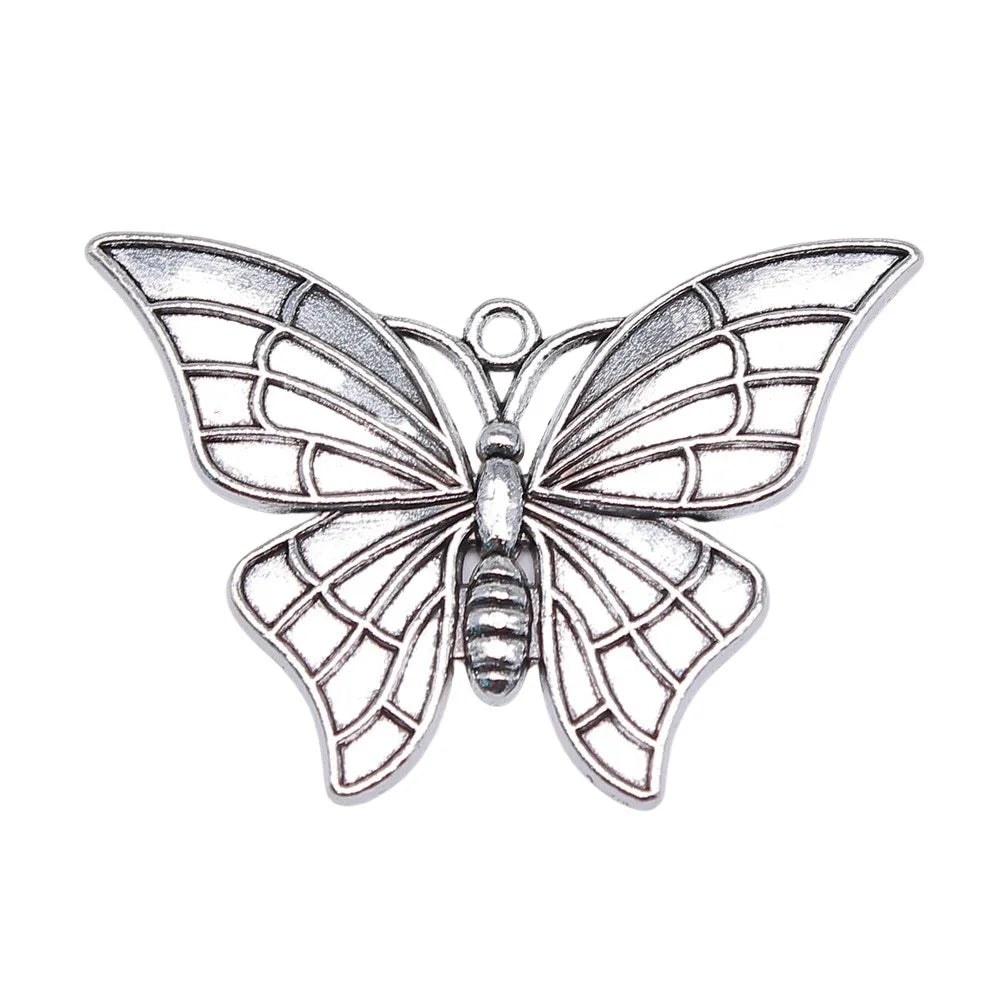 54x37mm 9.2g Antique Silver Zinc Alloy Butterfly Charm Pendant for DIY Statement Necklace Jewelry