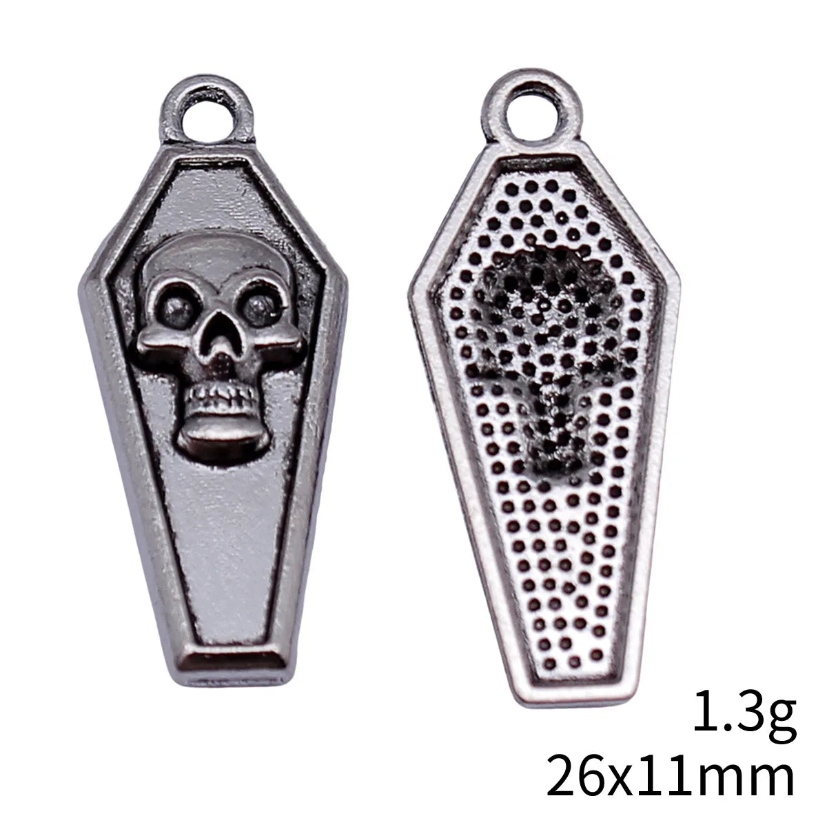 26x11mm 1.3g Antique Silver Zinc Alloy Skull Coffin Lid Charm Pendant for Halloween DIY Jewelry Making