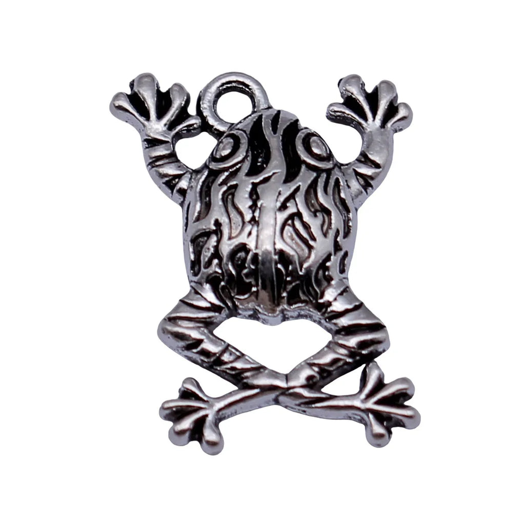 20x13mm 1.3g Antique Silver Zinc Alloy Frog Charm Pendant for DIY Necklace and Bracelet Making