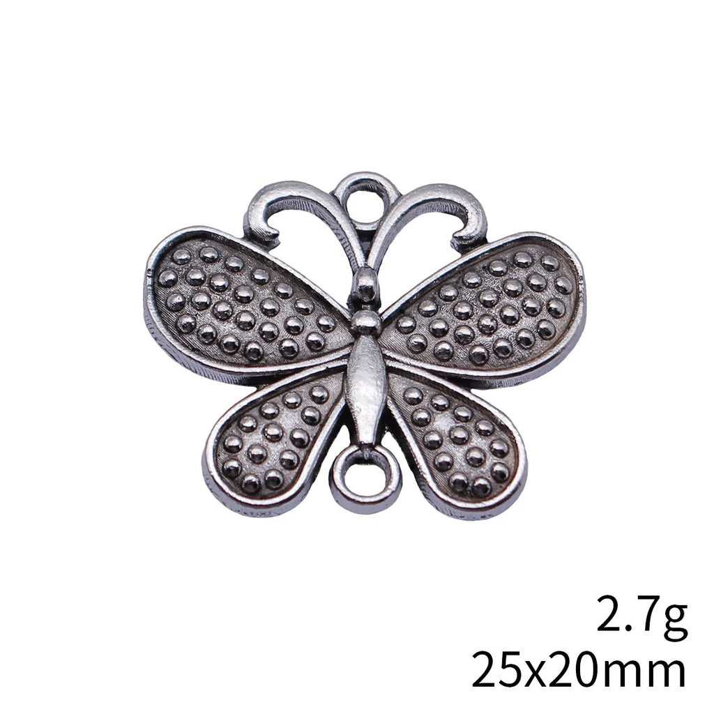 25x20mm 2.7g Antique Silver Zinc Alloy Butterfly Connector Charm for DIY Bracelet Necklace Jewelry