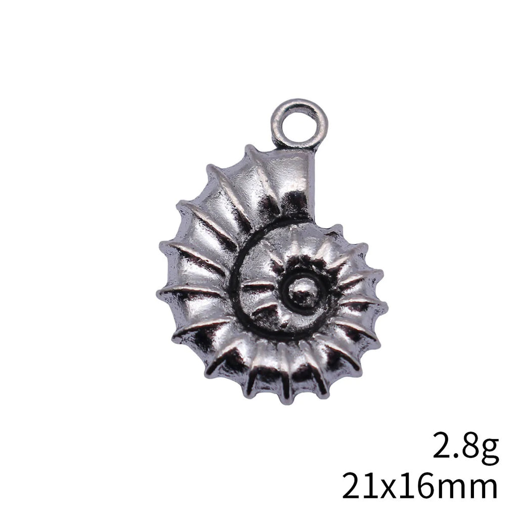 21x16mm 2.8g Antique Silver Zinc Alloy Double Sided Conch Shell Charm Pendant for DIY Jewelry