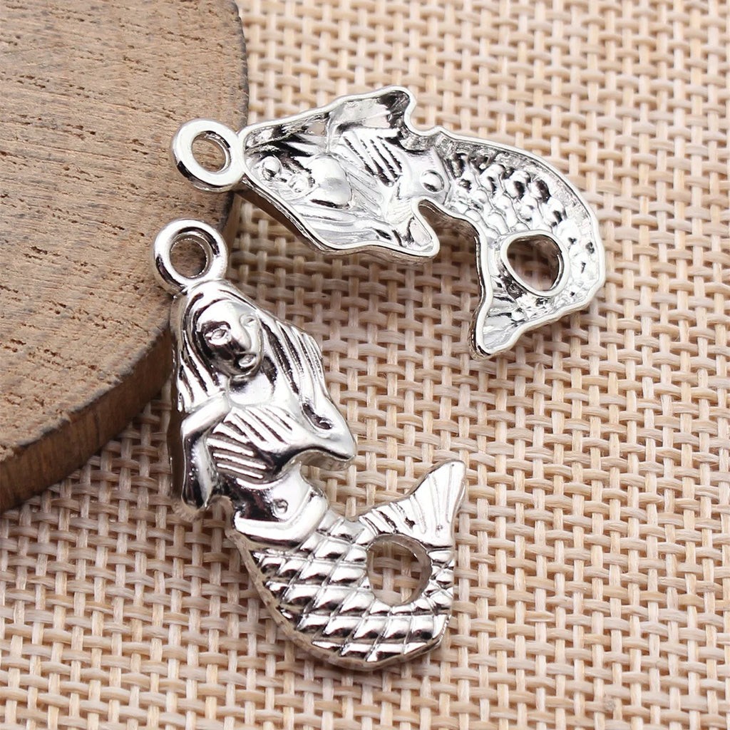 34x21mm 2.8g Multicolor Zinc Alloy Mermaid Charm Pendant for Necklace Bracelet DIY Jewelry Making