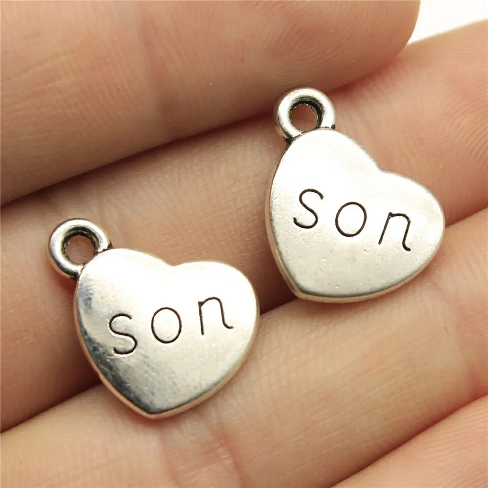 15x18mm 2.8g Multicolor Zinc Alloy Son Heart Charm Pendant for DIY Necklace Bracelet Jewelry Making