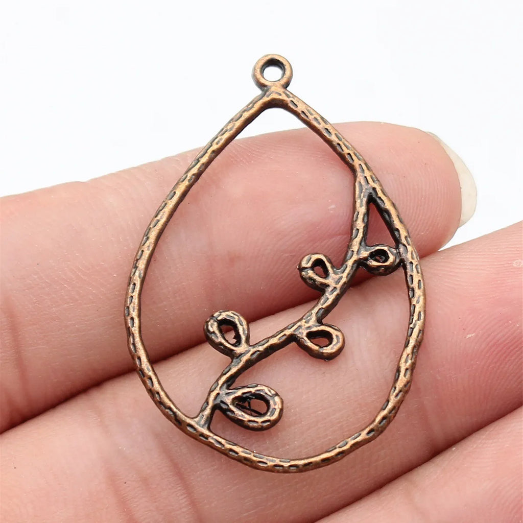 43x28mm 2.3g Multicolor Zinc Alloy Hollow Teardrop Tree Branch Charm Pendant for DIY Jewelry Making