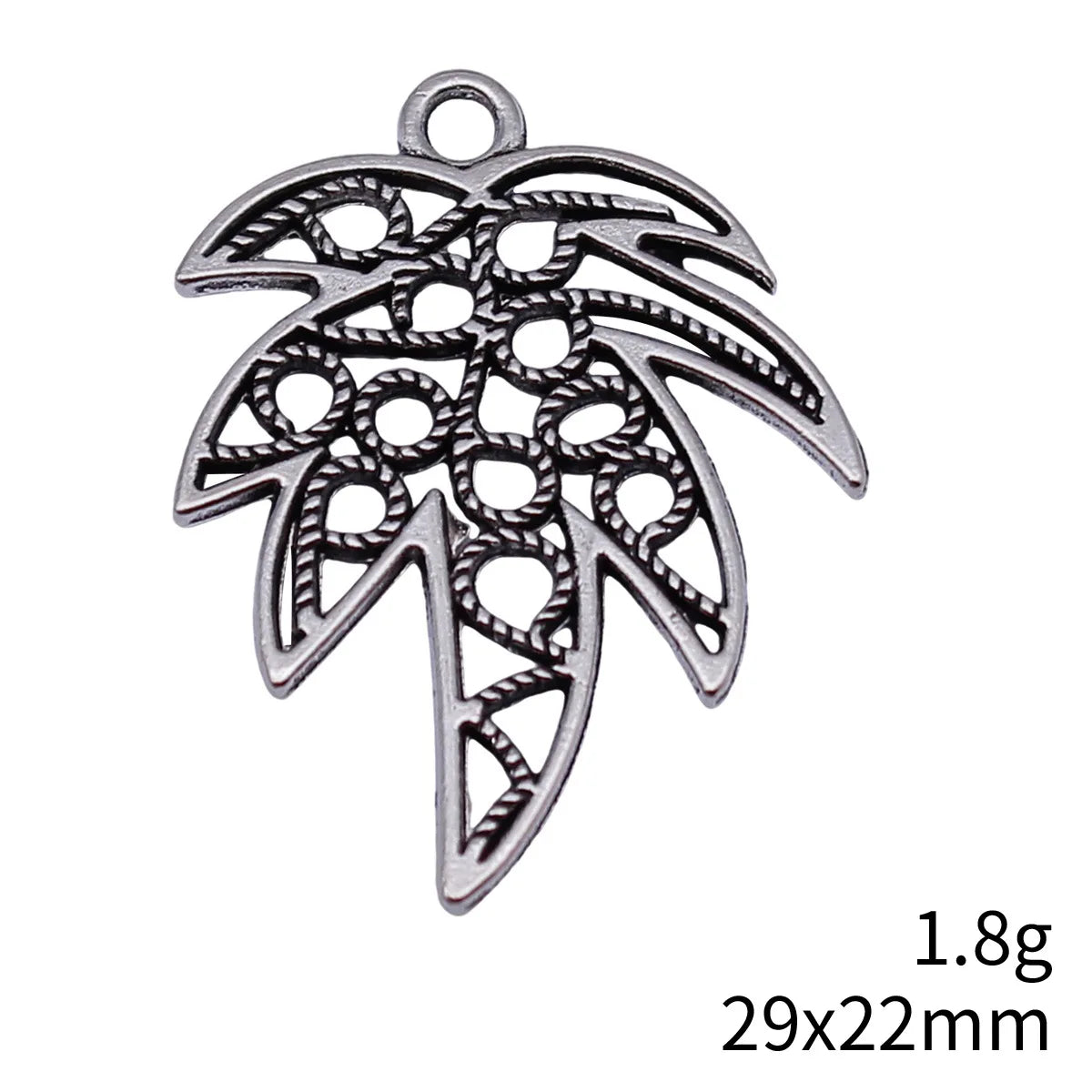 29x22mm 1.8g Antique Silver Zinc Alloy Hollow Leaf Charm Pendant for DIY Bracelet Necklace Making