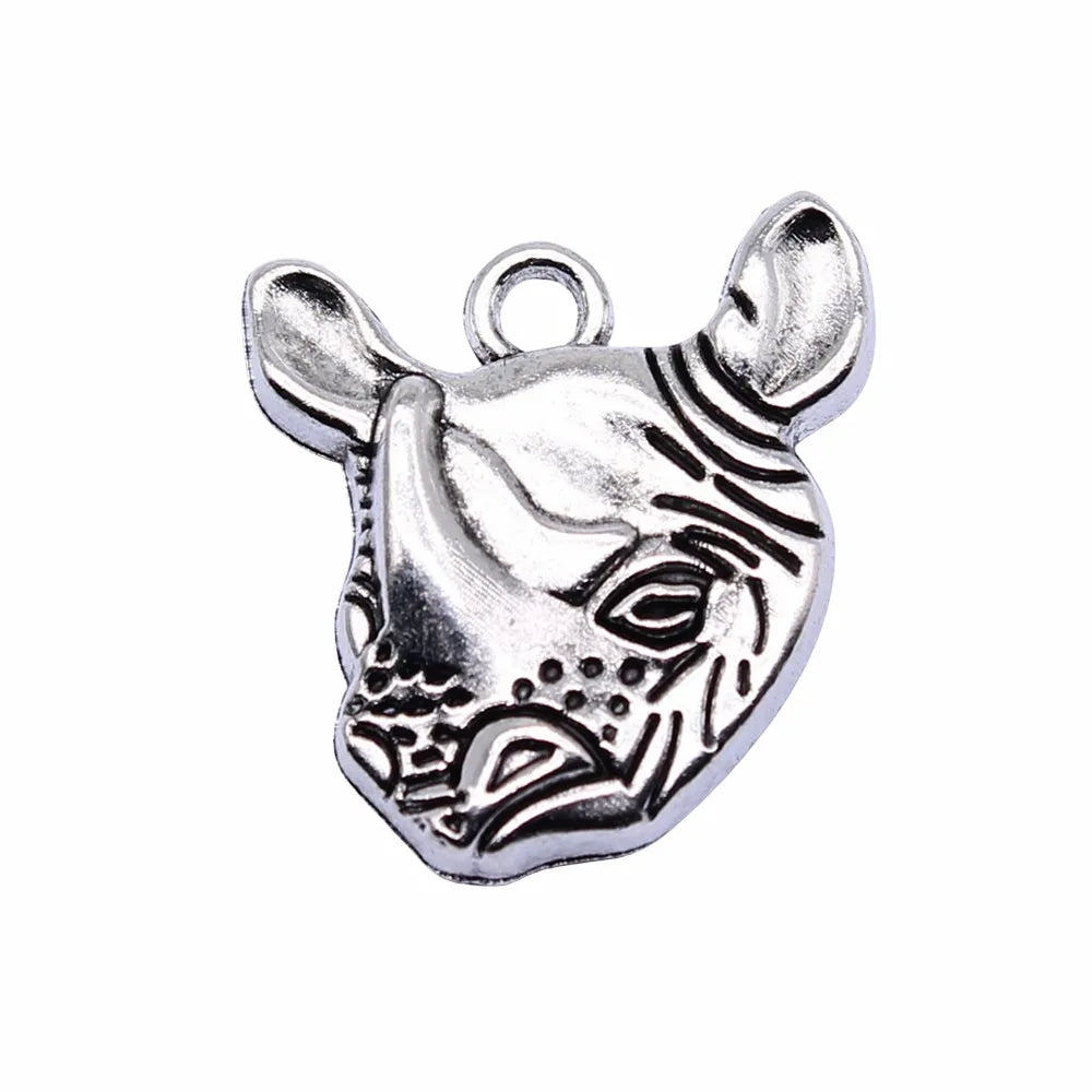 21x20mm 2.6g Antique Silver Zinc Alloy Rhinoceros Charm Pendant for DIY Necklace Bracelet Making