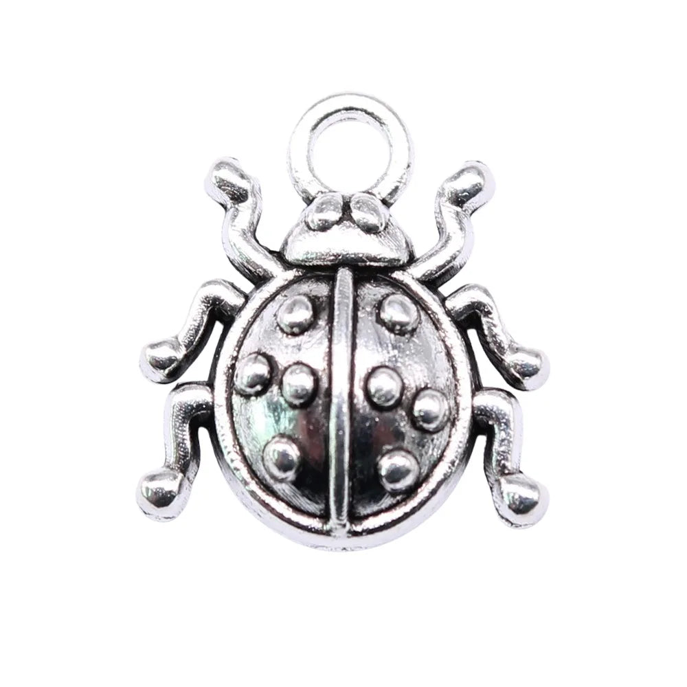 16x14mm 1g Antique Silver Zinc Alloy Ladybug Charm Pendant for DIY Necklace Bracelet Jewelry Making
