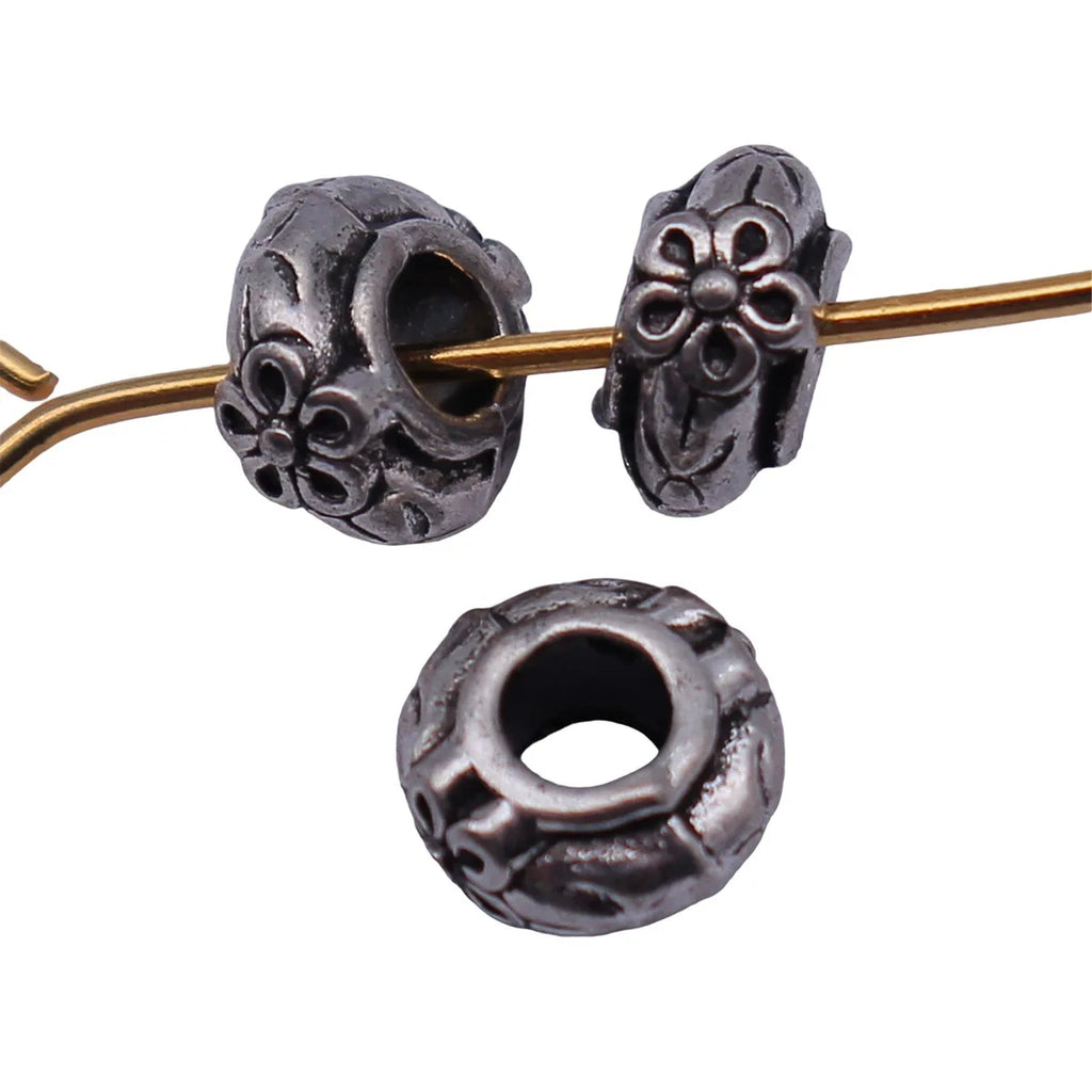 6.4x6.4x3.5mm 0.35g White K Blackened Zinc Alloy Flower Spacer Beads for DIY Bracelet Jewelry Making