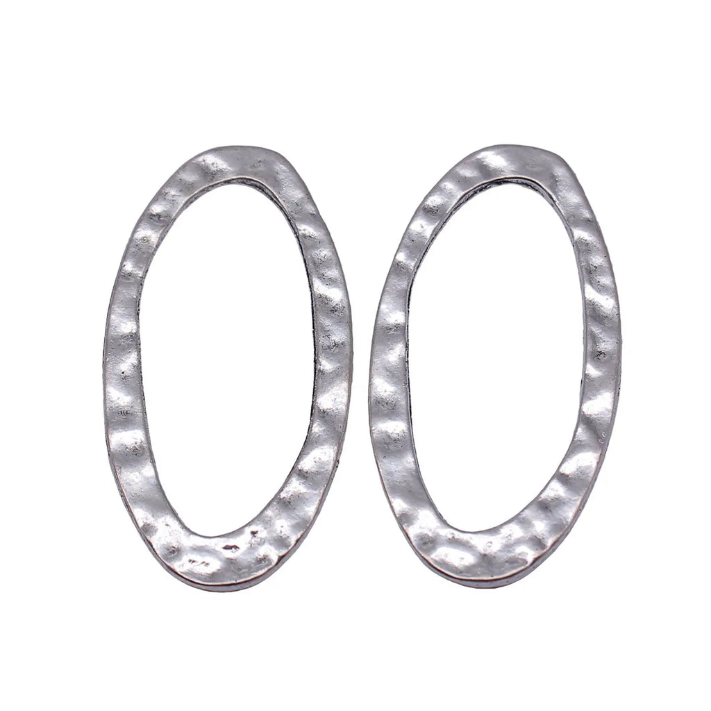 39x20mm 2.3g Antique Silver Zinc Alloy Hammered Oval Ring Charm Pendant for DIY Jewelry Making