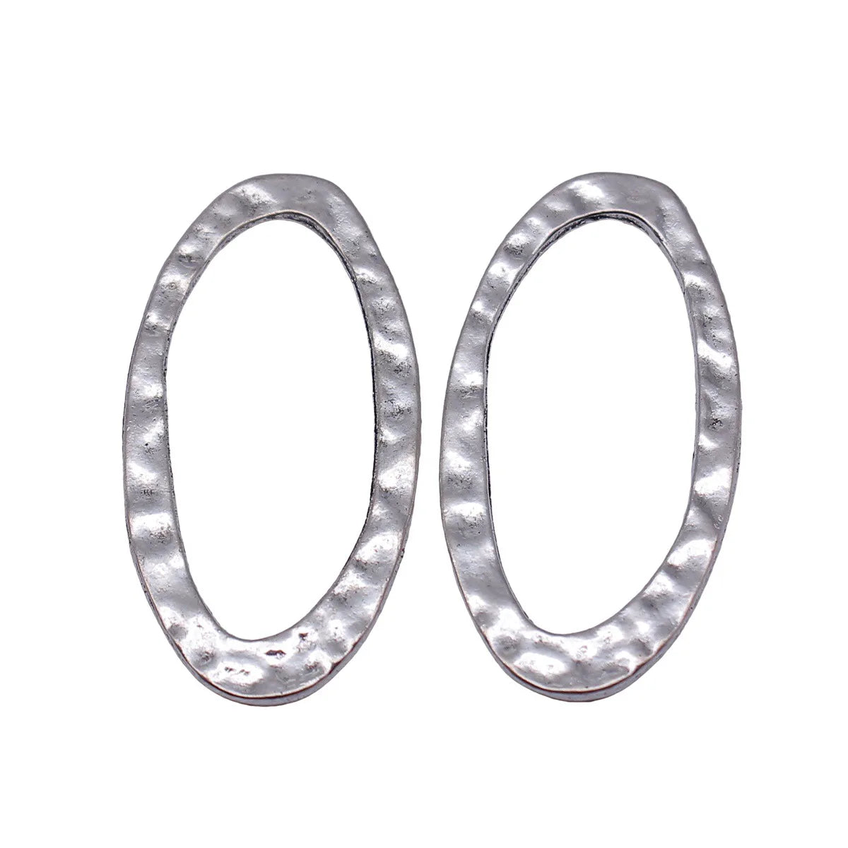 39x20mm 2.3g Antique Silver Zinc Alloy Hammered Oval Ring Charm Pendant for DIY Jewelry Making