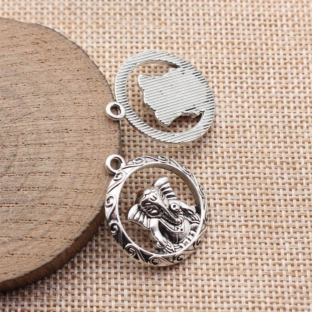 28x24mm 4.5g Antique Silver Zinc Alloy Indian Ganesha Elephant God Charm Pendant for DIY Jewelry Making