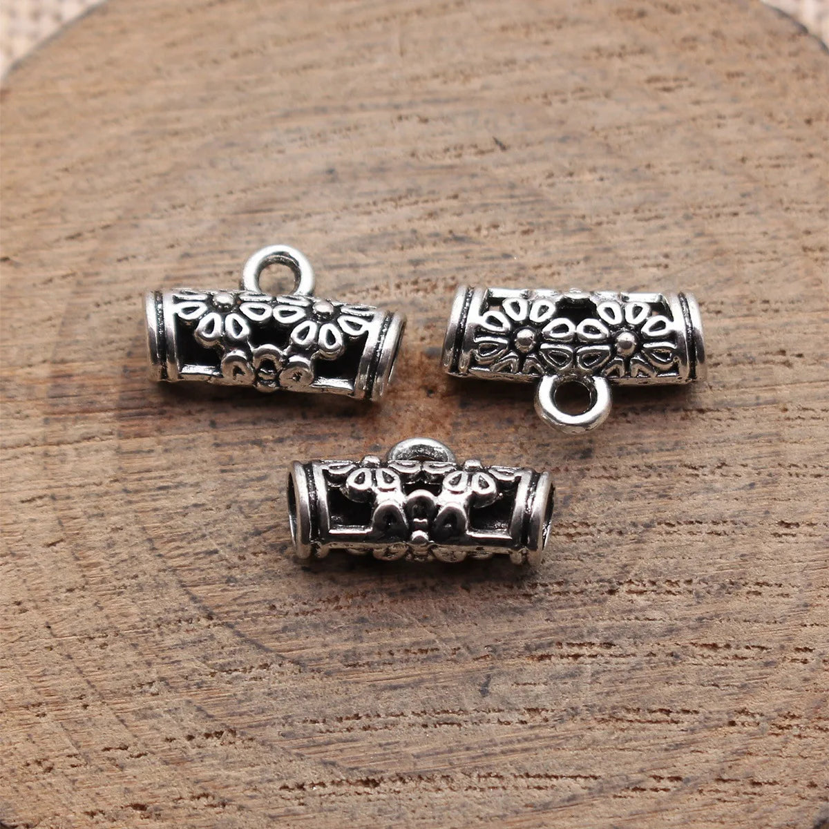 14x8.7x5.2mm 0.7g Multicolor Zinc Alloy Flower Three-Hole Pendant Bail Connector for DIY Necklace Making
