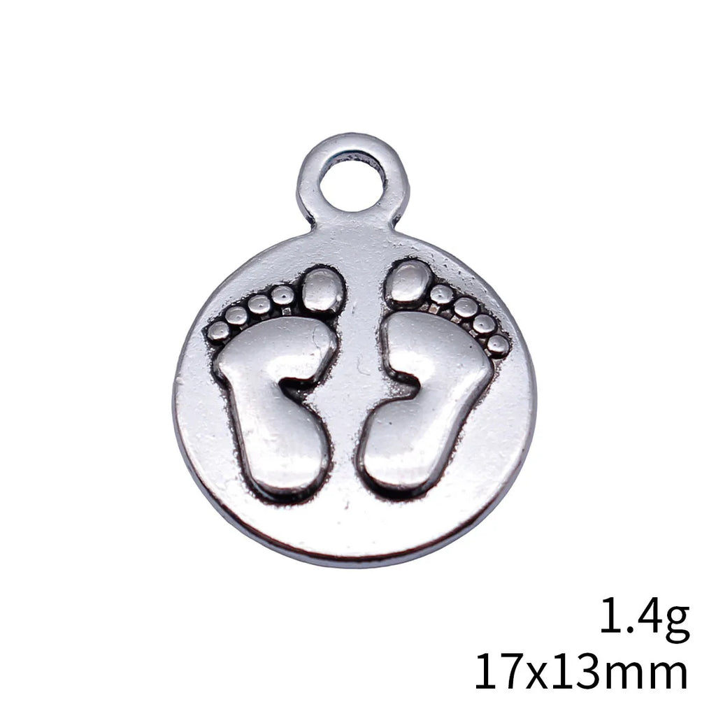 17x13mm 1.4g Antique Silver Zinc Alloy Paw Print Round Tag Charm Pendant for DIY Pet Jewelry Making