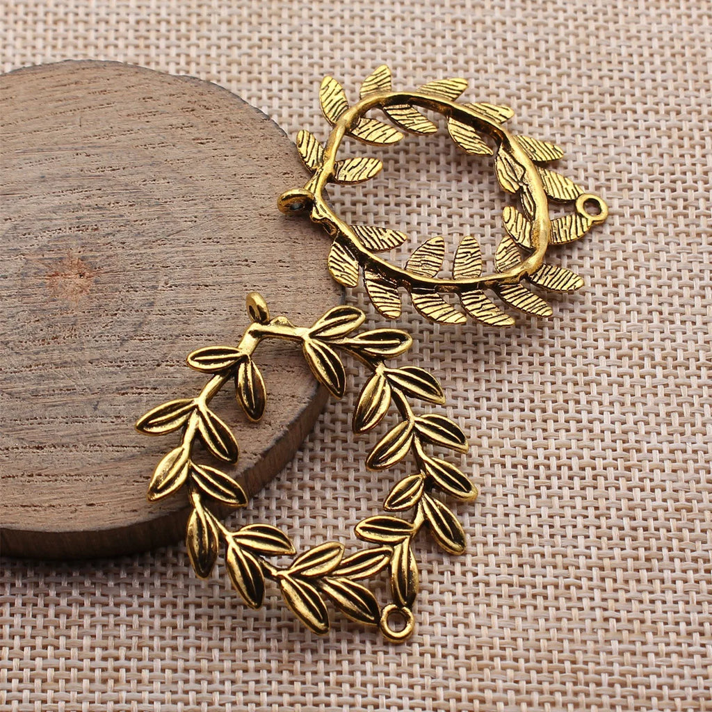 43x38mm 4.9g Multicolor Zinc Alloy Olive Branch Connector Charm for DIY Necklace Earrings Jewelry