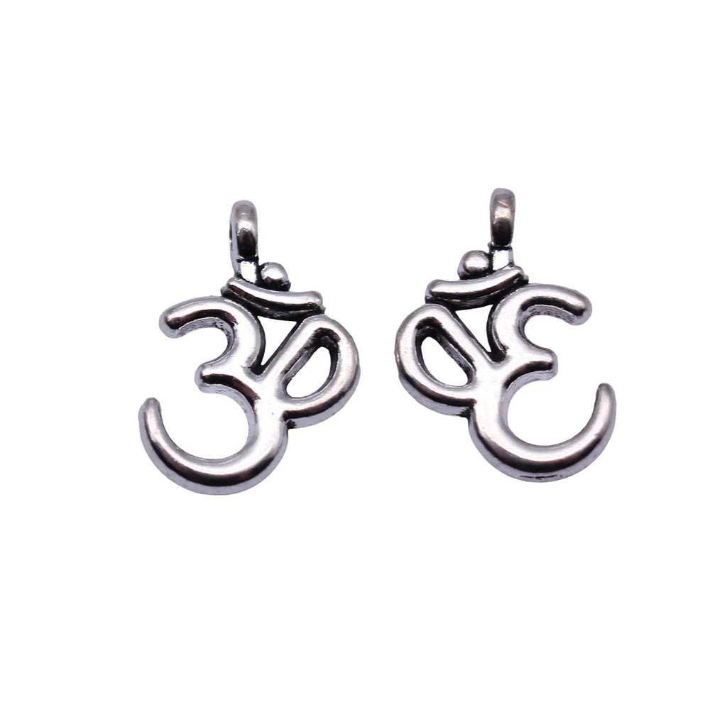 16x11mm 0.73g Antique Silver Zinc Alloy OM Yoga Symbol Side Charm Pendant for DIY Jewelry Making