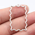 42x27mm 2.2g Multicolor Zinc Alloy Hollow Wavy Rectangle Frame Charm Pendant for DIY Earrings Jewelry