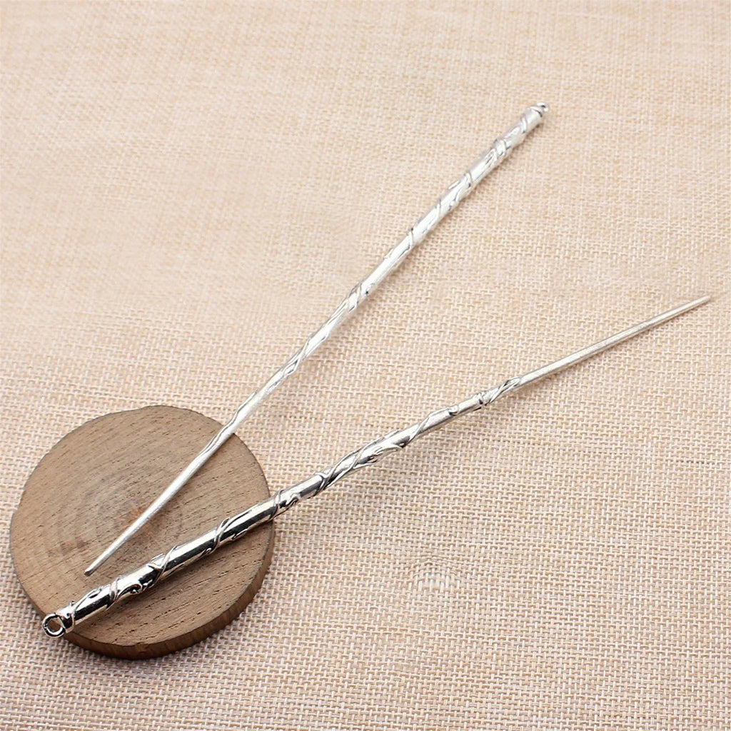 196x6.5x6.3mm 17.2g Antique Silver Zinc Alloy Vine Texture Hair Stick Jewelry Findings for DIY Hair Accessories